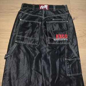 Rare vintage reflective 3m black EXCO jeans with embroidery